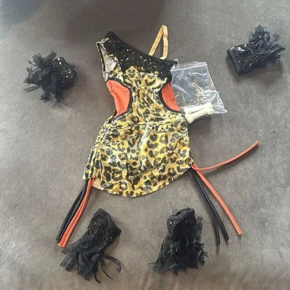 Revolution Dancewear Leopard Print Kids ROAR Dance Costume Size XS NEW